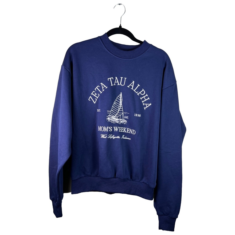 TCL Zeta Tau Alpha Moms Weekend Sweatshirt Navy Blue Medium Purdue Sorority